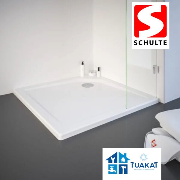 Schulte Duschwanne aus Sanitär-Acryl, extra-flach - Quadrat, Alpinweiß, 100x100x3,5cm