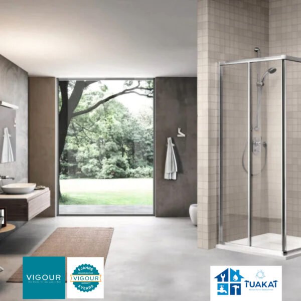 Vigour Eckhälfte Gleittür 2-tgl. 1.0 800x1900mm silber matt ESG klar VIGOUR